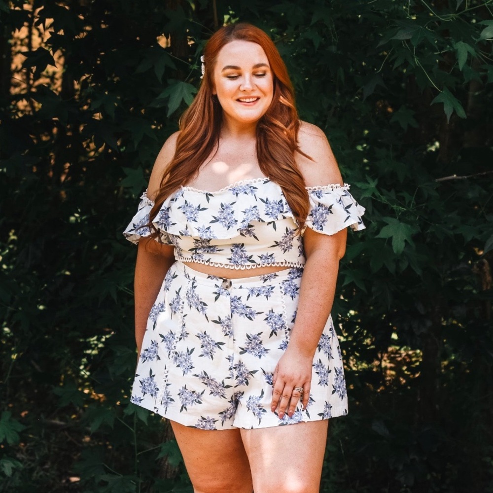 Floral Crop Top Short Set